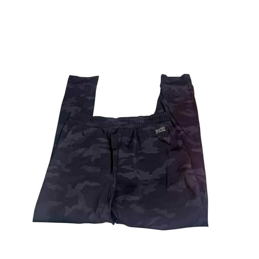 PINK Black Spandex Camo Joggers Size L with Pockets - Picture 7 of 7